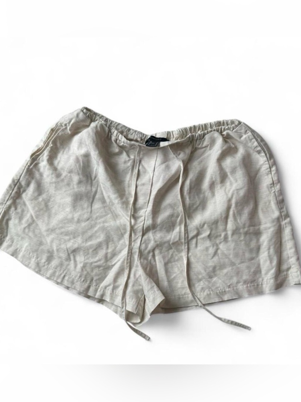 Forever 21 Light Beige Drawstring Linen-Blend Shorts